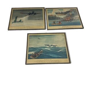 Vtg ‘59 Charles H Bubbel Set of 3 Lithographs Mediterranean North Woods Ice Cap